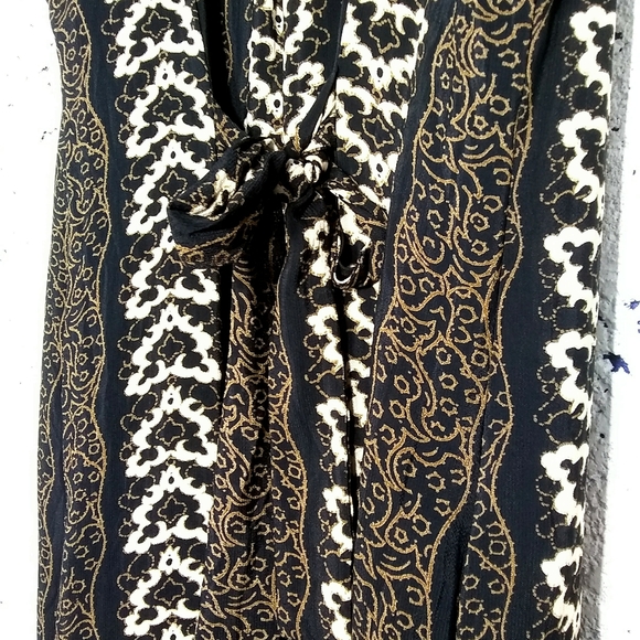 Vintage Script Small Sleeveless Lined Mini Dress With Ties - Picture 6 of 8